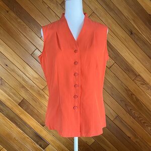 Vintage 90s/Y2K Silk Blend Sleeveless Coral Button Up